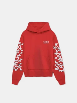 AMIRI Sweatshirts<BONES STACKED HOODIE Red
