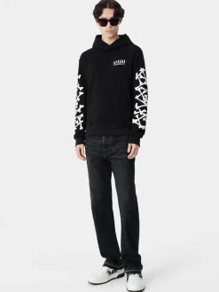 AMIRI Sweatshirts<BONES STACKED HOODIE BLACK