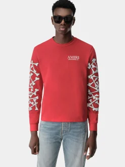 AMIRI Tees<BONES STACKED LONG SLEEVE TEE Red