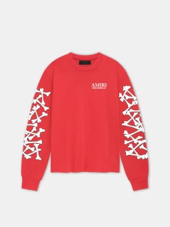 AMIRI Tees<BONES STACKED LONG SLEEVE TEE Red