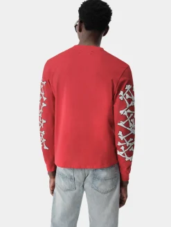AMIRI Tees<BONES STACKED LONG SLEEVE TEE Red