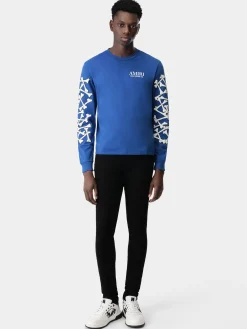 AMIRI Tees<BONES STACKED LONG SLEEVE TEE Blue