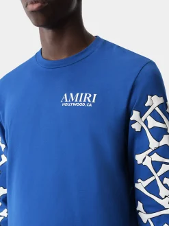 AMIRI Tees<BONES STACKED LONG SLEEVE TEE Blue