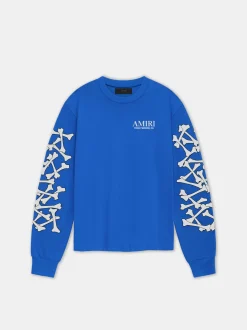 AMIRI Tees<BONES STACKED LONG SLEEVE TEE Blue