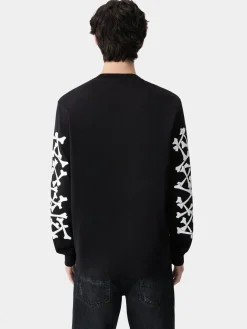 AMIRI Tees<BONES STACKED LONG SLEEVE TEE BLACK