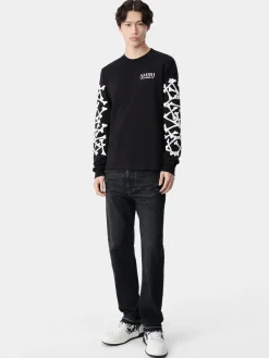 AMIRI Tees<BONES STACKED LONG SLEEVE TEE BLACK