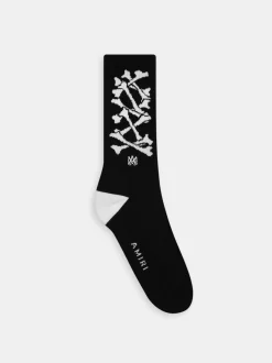 AMIRI Socks|Socks<BONES STACKED SOCKS Black White
