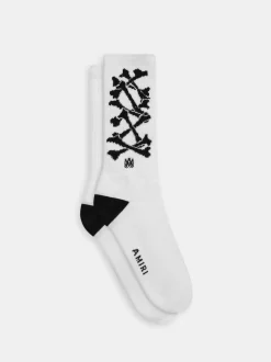 AMIRI Socks|Socks<BONES STACKED SOCKS White Black