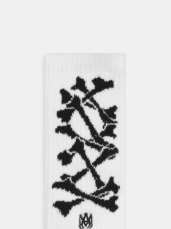 AMIRI Socks|Socks<BONES STACKED SOCKS White Black