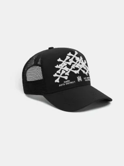 AMIRI Hats|Hats<BONES STACKED TRUCKER HAT BLACK
