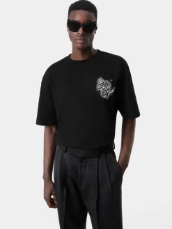 AMIRI Tees<CRYSTAL BURST MA SWIRL OVERSIZED TEE BLACK