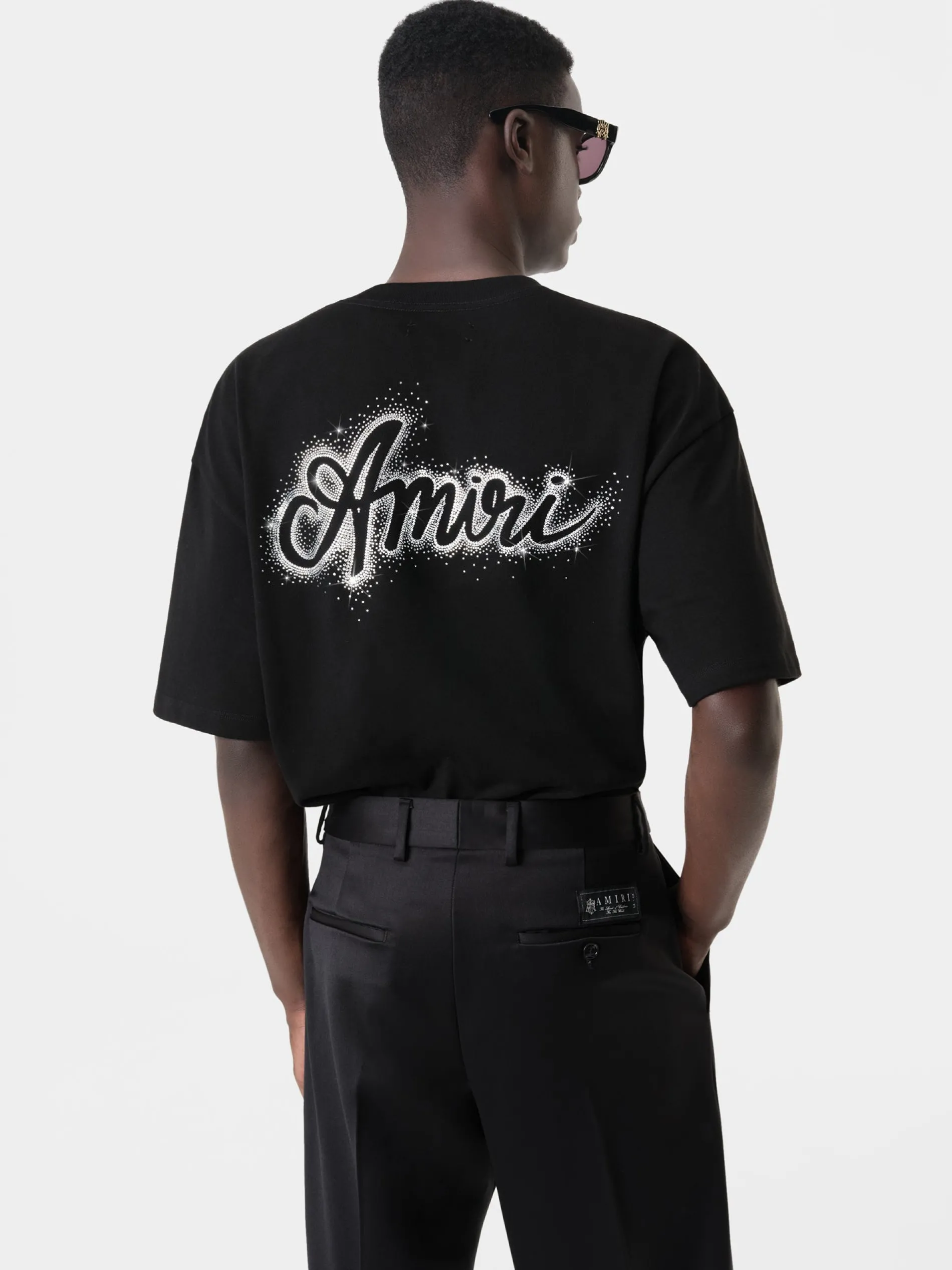 AMIRI Tees<CRYSTAL BURST MA SWIRL OVERSIZED TEE BLACK