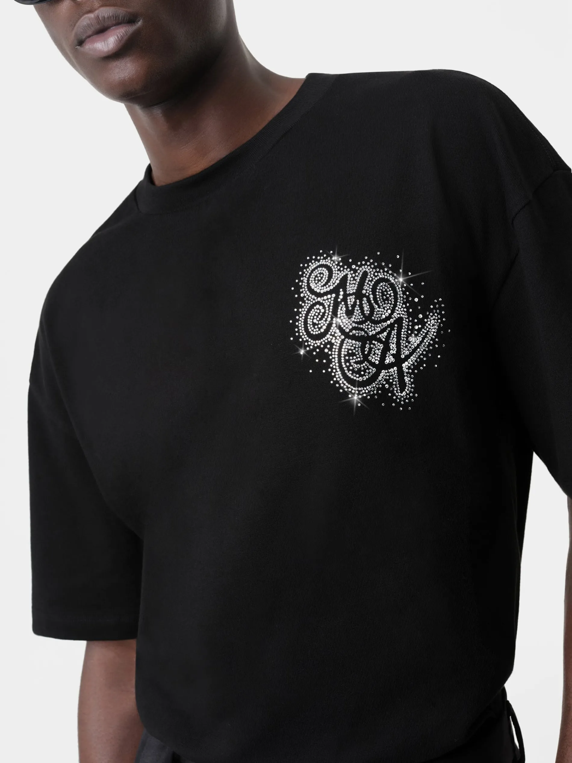 AMIRI Tees<CRYSTAL BURST MA SWIRL OVERSIZED TEE BLACK