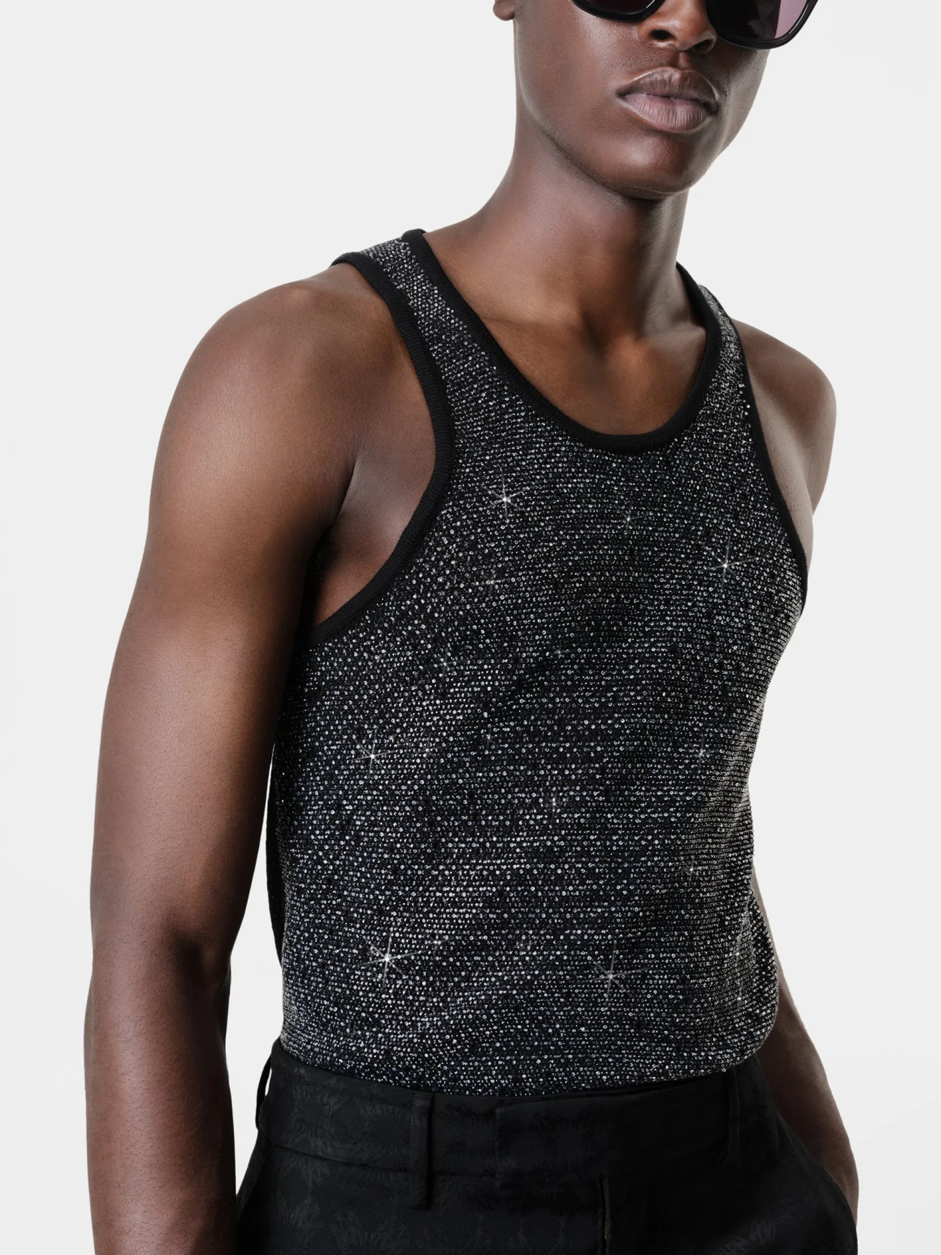 AMIRI Knitwear|Tees<CRYSTAL TANK TOP BLACK