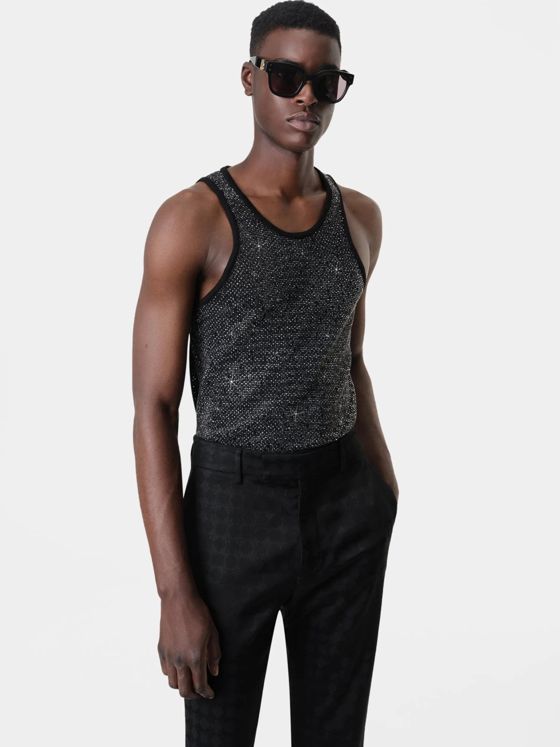 AMIRI Knitwear|Tees<CRYSTAL TANK TOP BLACK