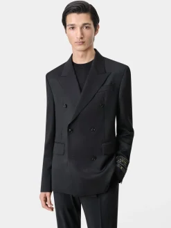 AMIRI Outerwear<DOUBLE-BREASTED BLAZER BLACK