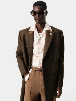 AMIRI Outerwear<DOUBLE-BREASTED OVERCOAT DARK BROWN