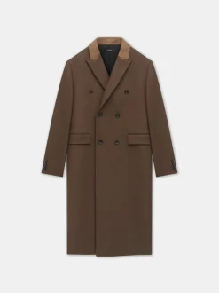 AMIRI Outerwear<DOUBLE-BREASTED OVERCOAT DARK BROWN