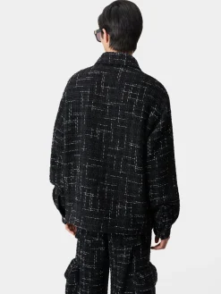 AMIRI Shirts<FLECK TWEED PADDED OVERSHIRT BLACK