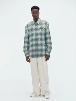 AMIRI Shirts<FLORAL FLANNEL Blue