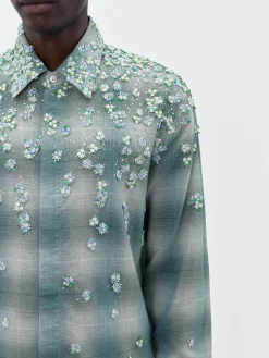 AMIRI Shirts<FLORAL FLANNEL Blue