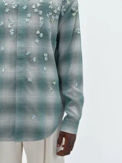 AMIRI Shirts<FLORAL FLANNEL Blue