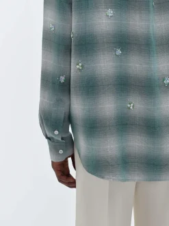 AMIRI Shirts<FLORAL FLANNEL Blue