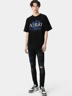 AMIRI Tees<GLITTER POISON LOGO SKATER TEE Black Blue