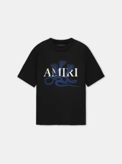 AMIRI Tees<GLITTER POISON LOGO SKATER TEE Black Blue