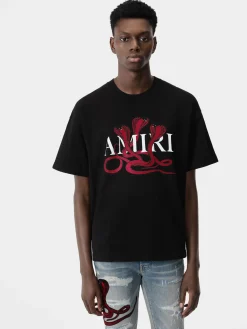 AMIRI Tees<GLITTER POISON LOGO SKATER TEE Black Red