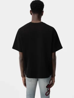 AMIRI Tees<GLITTER POISON LOGO SKATER TEE Black Red