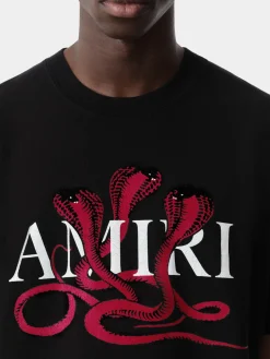 AMIRI Tees<GLITTER POISON LOGO SKATER TEE Black Red