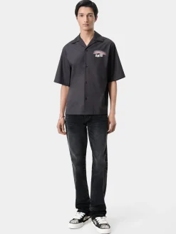 AMIRI Shirts<HOLLYWOOD LIGHTS CAMP SHIRT BLACK