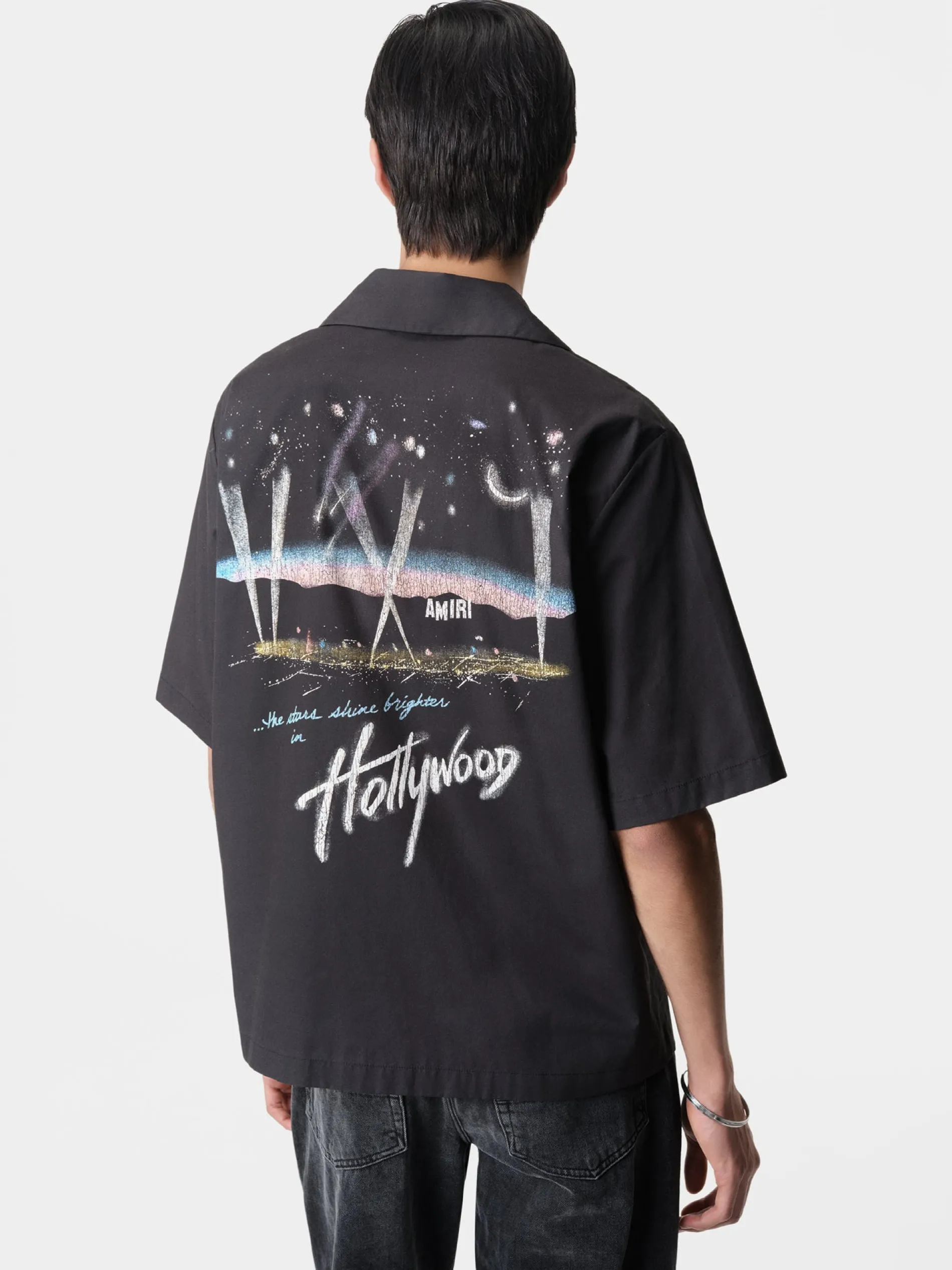 AMIRI Shirts<HOLLYWOOD LIGHTS CAMP SHIRT BLACK