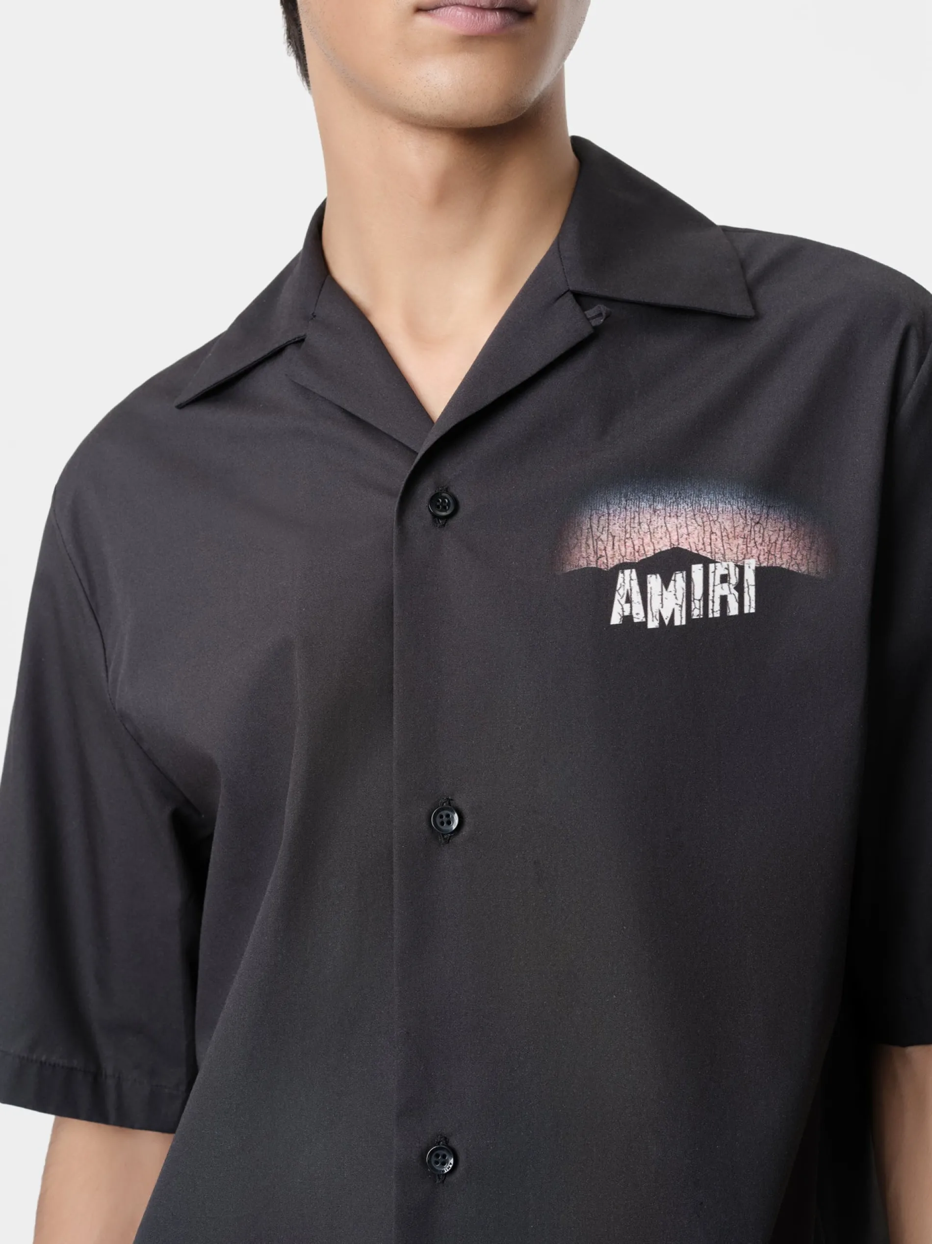 AMIRI Shirts<HOLLYWOOD LIGHTS CAMP SHIRT BLACK
