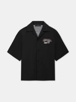 AMIRI Shirts<HOLLYWOOD LIGHTS CAMP SHIRT BLACK