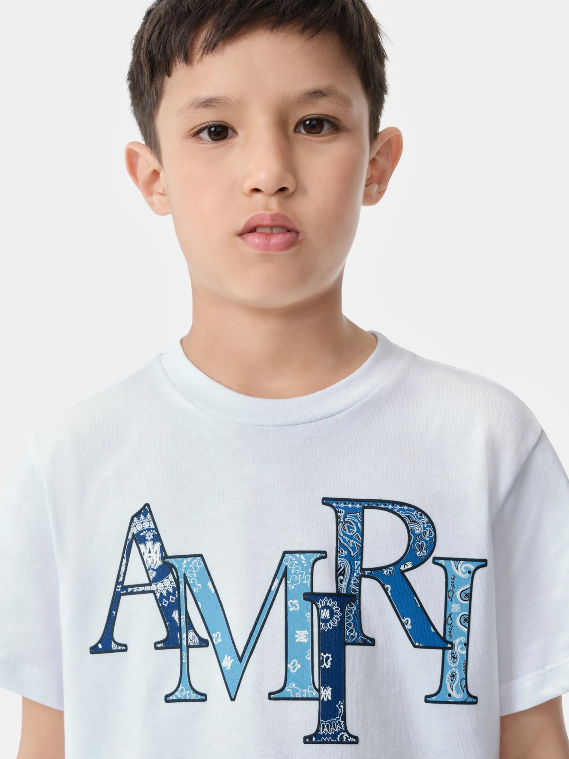 AMIRI Tees<KIDS' BANDANA STAGGERED TEE White