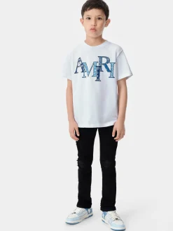 AMIRI Tees<KIDS' BANDANA STAGGERED TEE White
