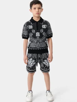 AMIRI Knitwear|Shirts<KIDS' BANDANA POLO BLACK