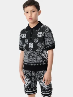 AMIRI Knitwear|Shirts<KIDS' BANDANA POLO BLACK