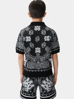 AMIRI Knitwear|Shirts<KIDS' BANDANA POLO BLACK