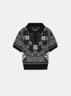 AMIRI Knitwear|Shirts<KIDS' BANDANA POLO BLACK