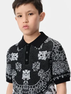 AMIRI Knitwear|Shirts<KIDS' BANDANA POLO BLACK
