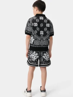 AMIRI Shorts & Sweatpants|Knitwear<KIDS' BANDANA SHORT BLACK