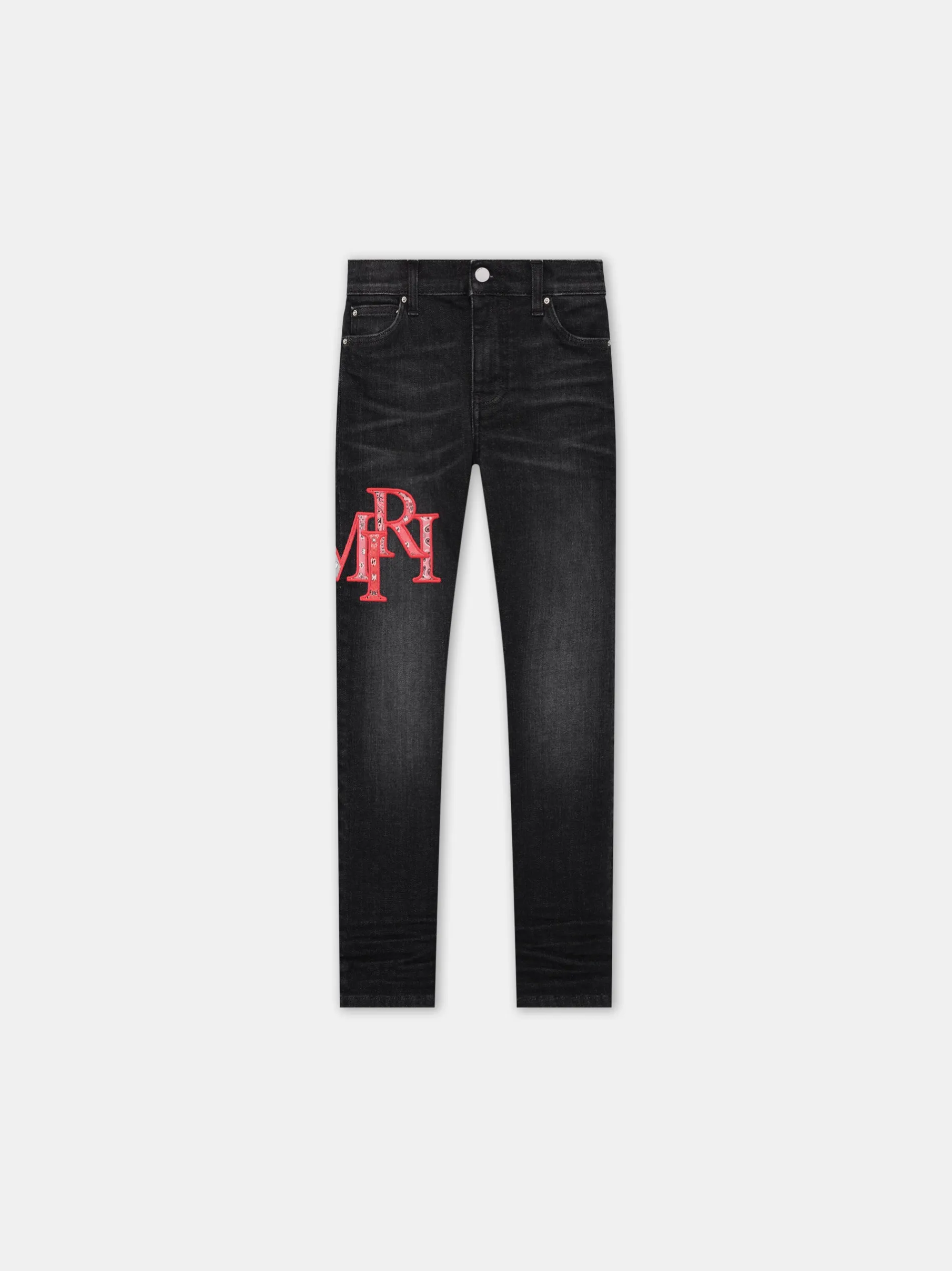 AMIRI Denim<KIDS' BANDANA STAGGERED LOGO JEAN FADED BLACK