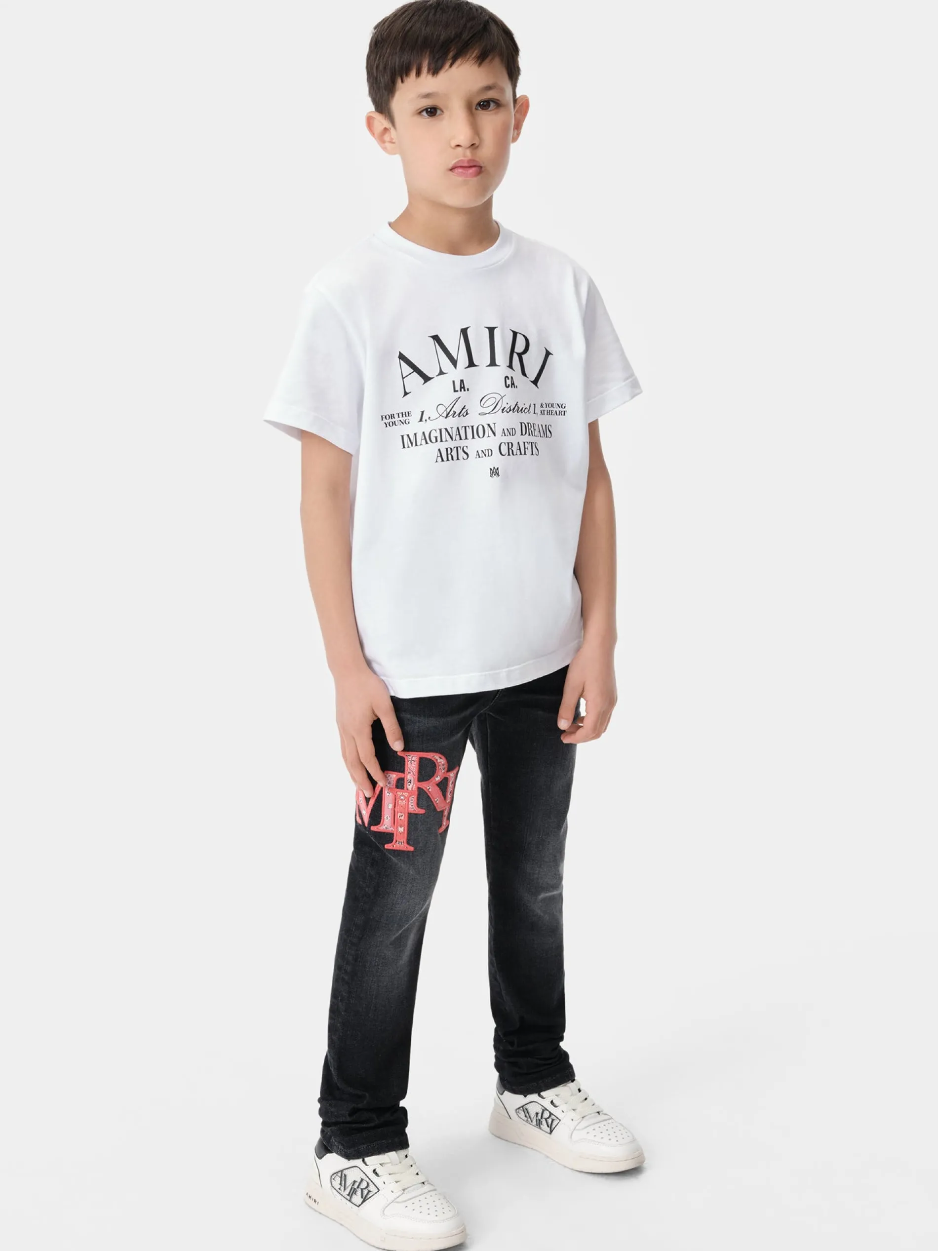 AMIRI Denim<KIDS' BANDANA STAGGERED LOGO JEAN FADED BLACK