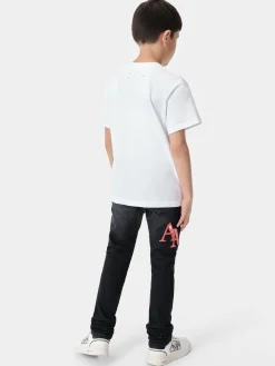 AMIRI Denim<KIDS' BANDANA STAGGERED LOGO JEAN FADED BLACK