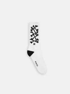 AMIRI Socks<KIDS' BONES STACKED SOCKS White Black