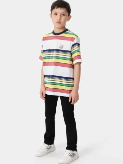 AMIRI Tees<KIDS' MA BAJA STRIPE TEE BLUE MULTI