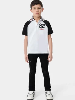 AMIRI Shirts<KIDS' MA CHECKERED 22 POLO White Black